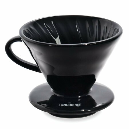 THE LONDON SIP Ceramic Coffee Dripper, Black 1 to 2 Cups CD1-B